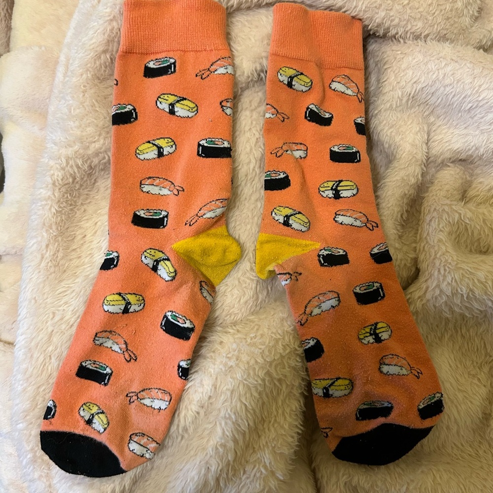 Sushi Patterned Orange Socks